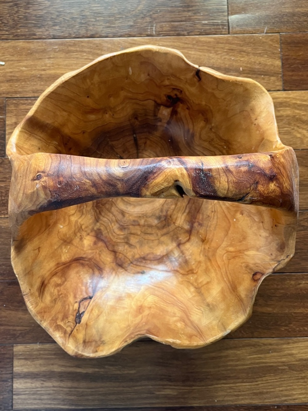 Handcrafted Natural Wood Serving Bowl - Honey Brown